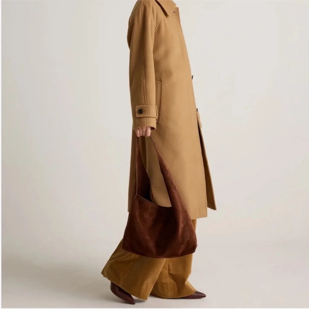 Quince Brown Suede Hobo Shoulder Bag - Picture 4 of 5